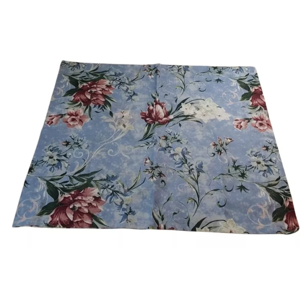 Cottage Granny 2 Pillow Shams Woven Blue Floral Feminine Standard Sz Haywin